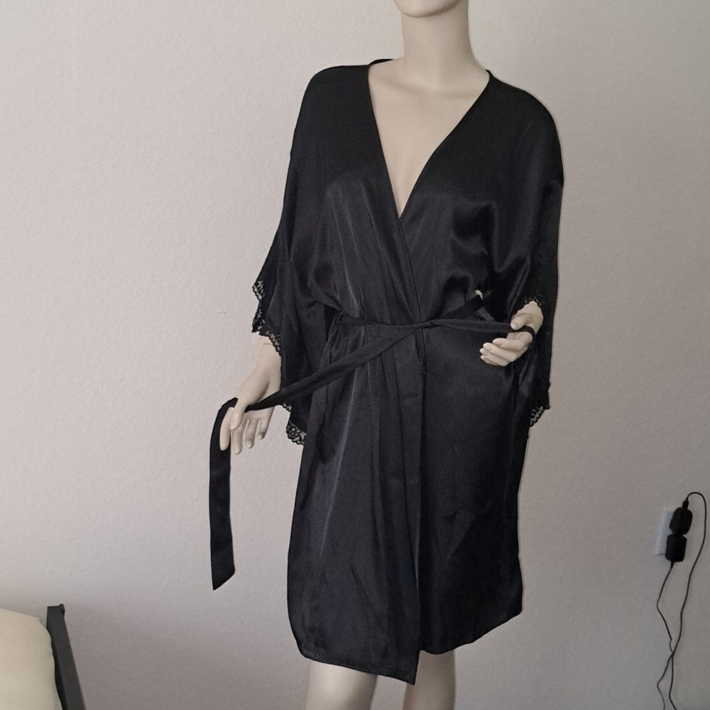 Elegant Black Satin Robe